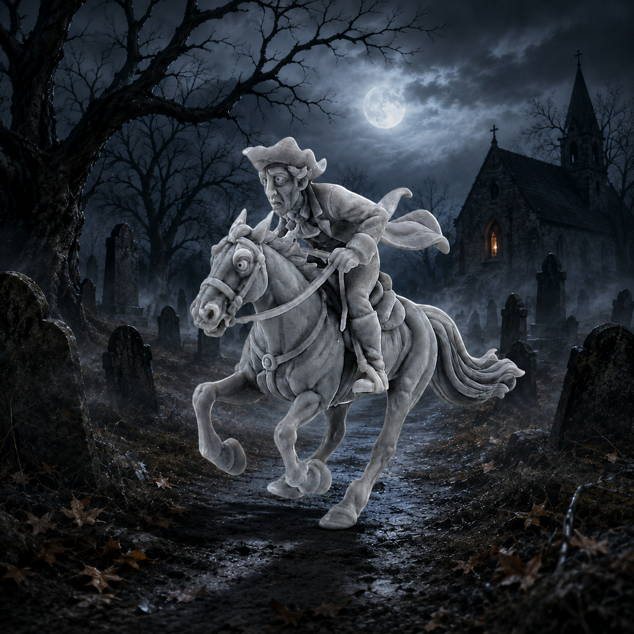 S Scale 1:64 Ichabod Crane Riding Horse Resin Figure