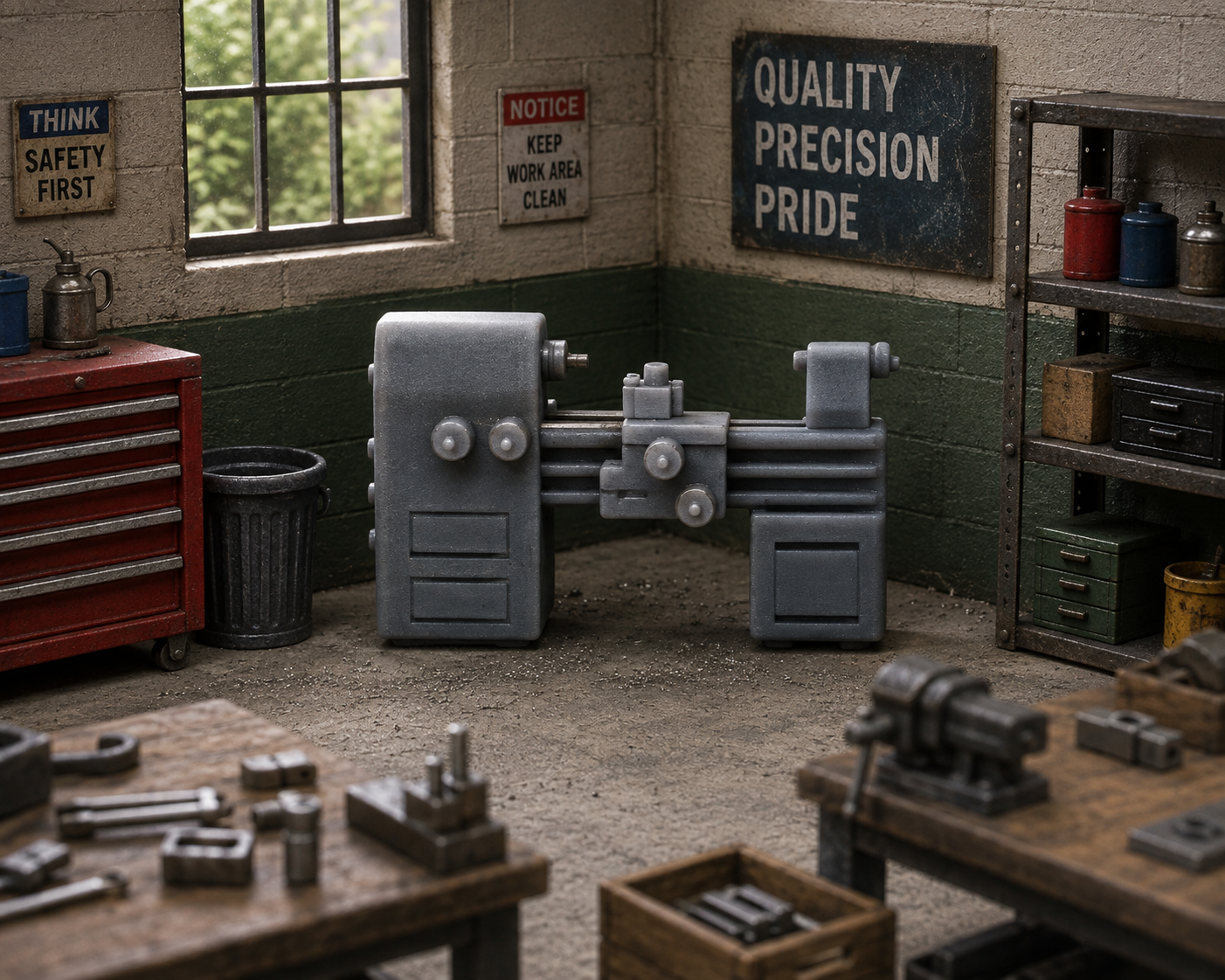 S Scale 1:64 Industrial Lathe Machine Shop Resin Model