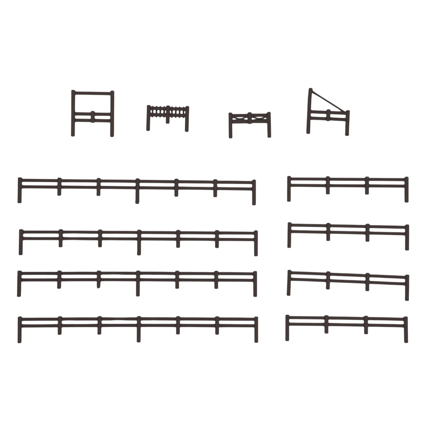 Scale Model of 2 Rail Fence 500' + 4 Gates by Model Scenery World