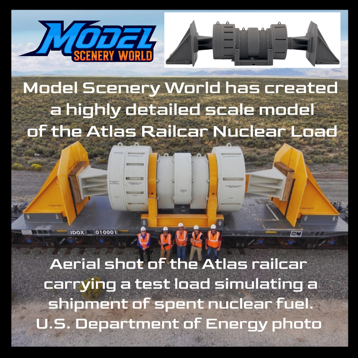 S Scale 1:64 Atlas Spent Nuclear Fuel Cask Railcar Load
