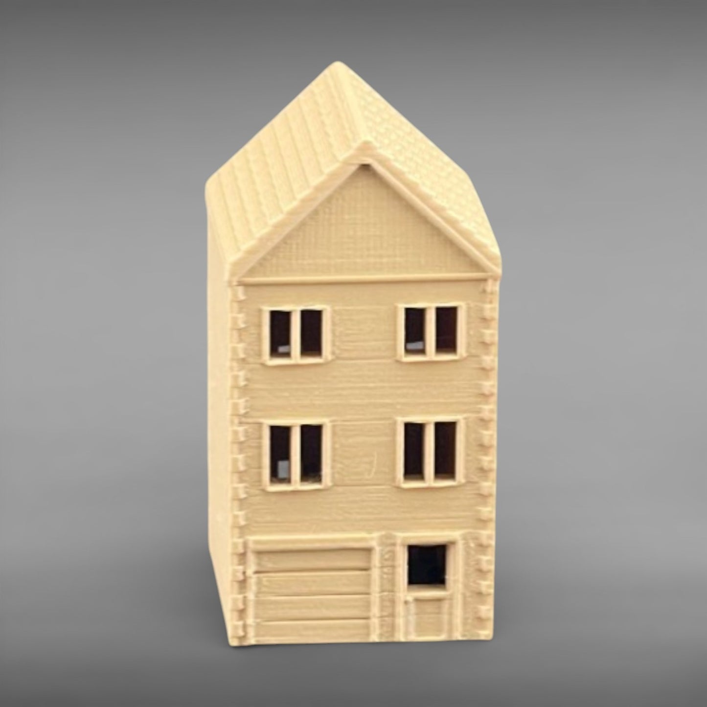 Suburban Row House #1 - Three Story - HO Scale 1:87 - Brown
