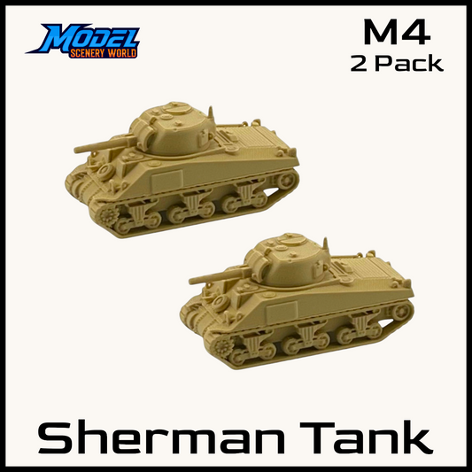 N Scale 1:160 WWII Sherman Tank M4 (2pk) - Beige