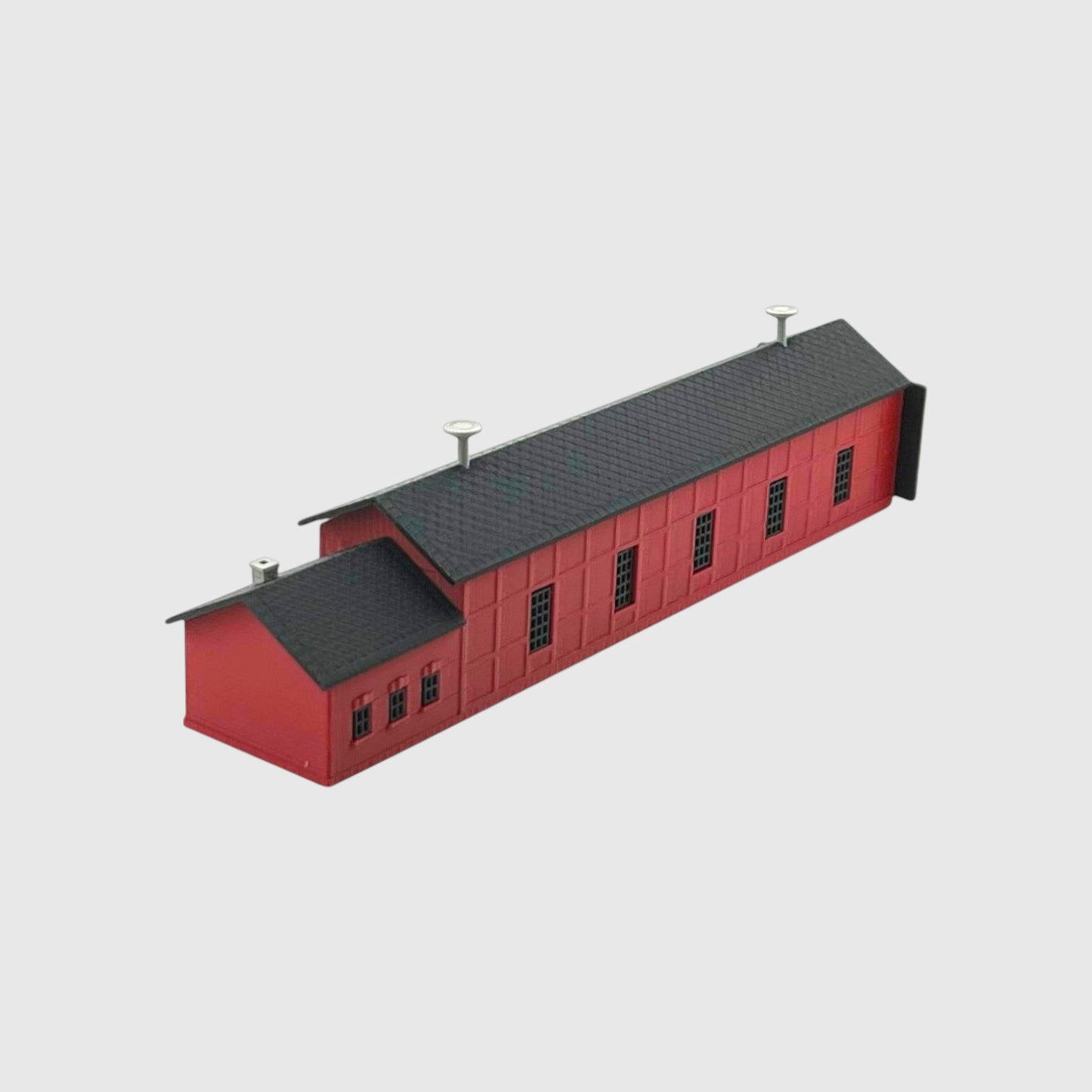 N Scale 1:160 Single Engine Shed with Office Kit Red/Black