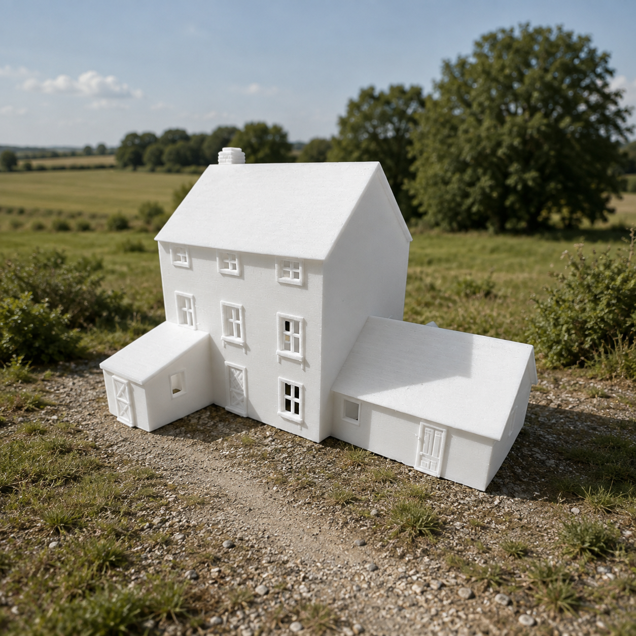 T Gauge 1:450 Scale Farmhouse 3-Story Resin Building