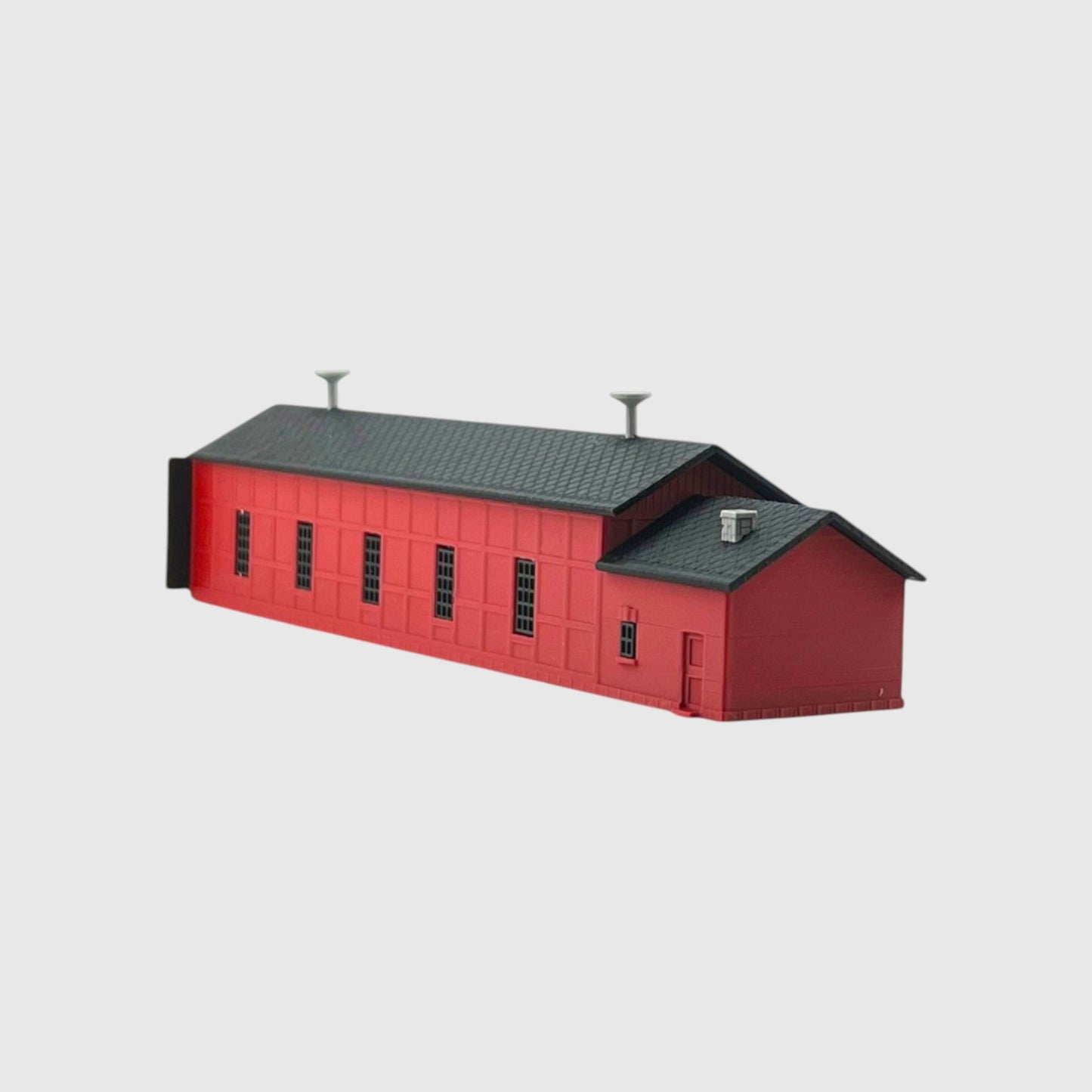N Scale 1:160 Single Engine Shed with Office Kit Red/Black