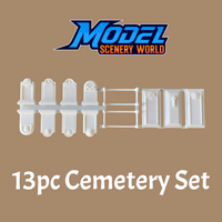 Scale Model of Cemetery Set (13pcs) in White by Model Scenery World