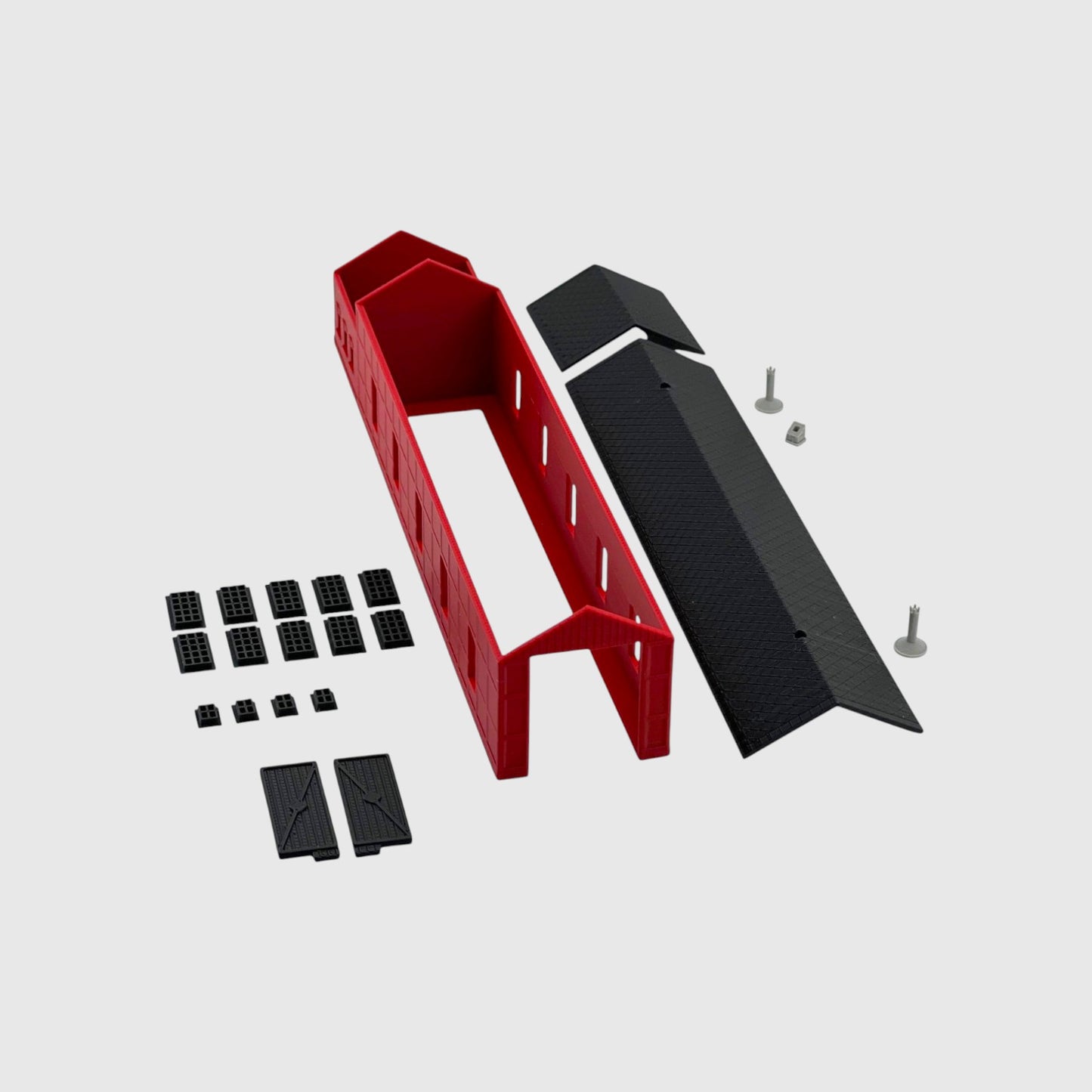 N Scale 1:160 Single Engine Shed with Office Kit Red/Black