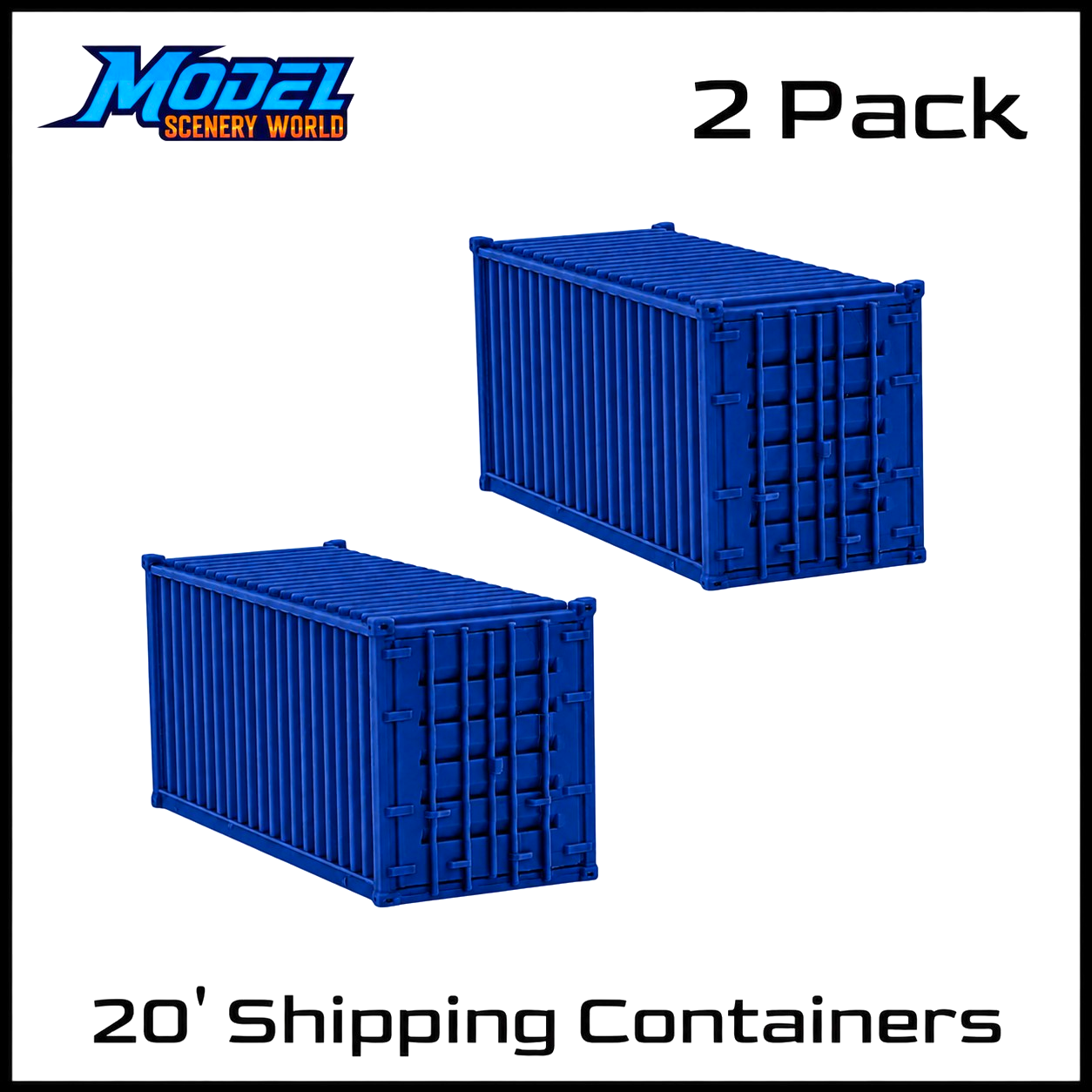 N Scale 1:160 20' Shipping Containers Blue 2pk