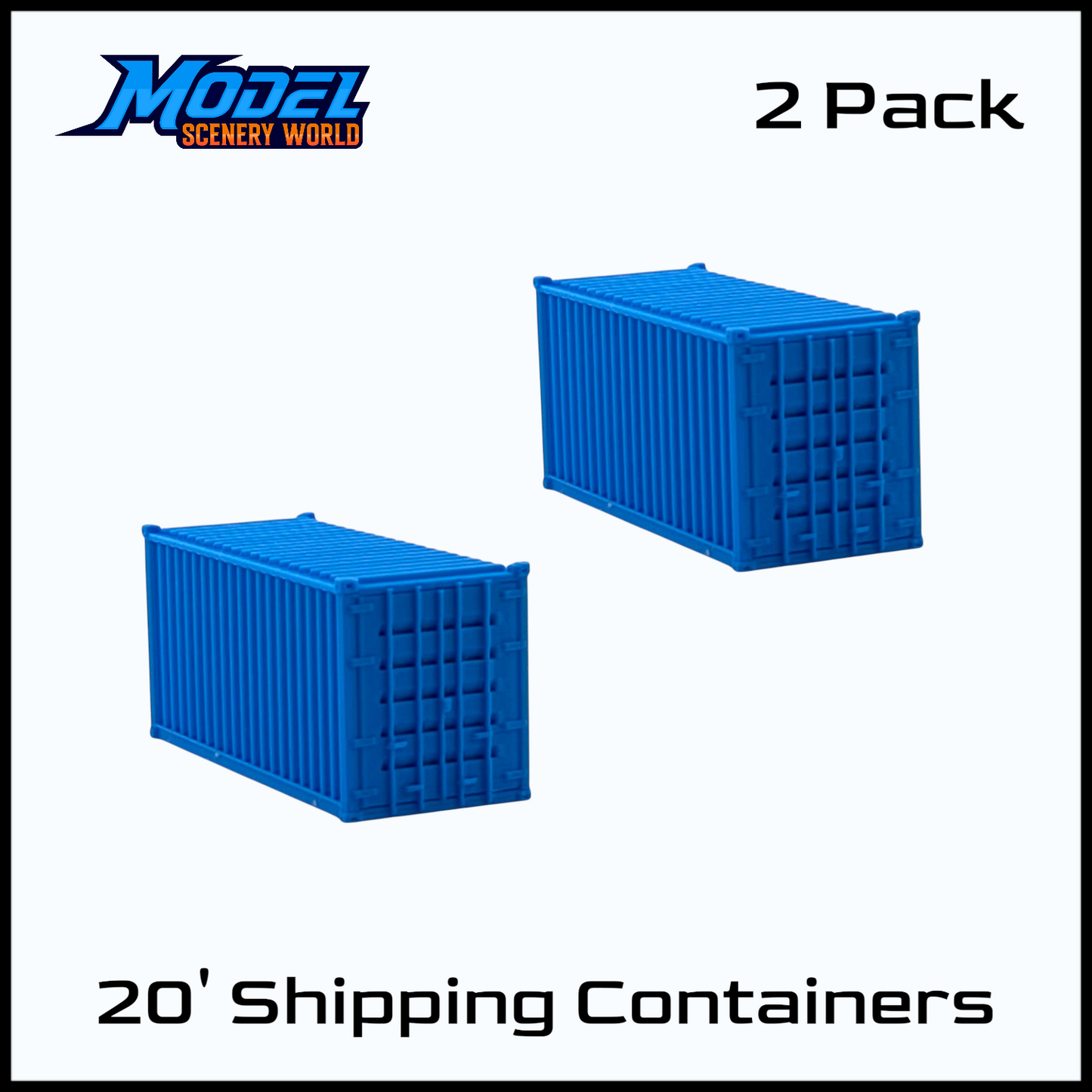 HO Scale 1:87 - 20' Shipping Containers (2pk) - Cyan Blue