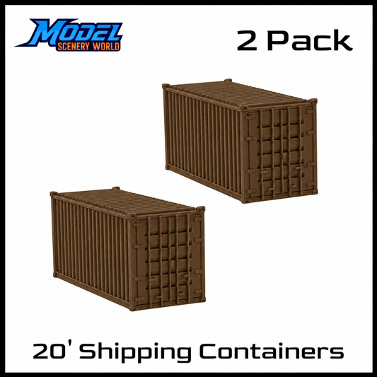 N Scale 1:160 20' Shipping Containers Brown 2pk