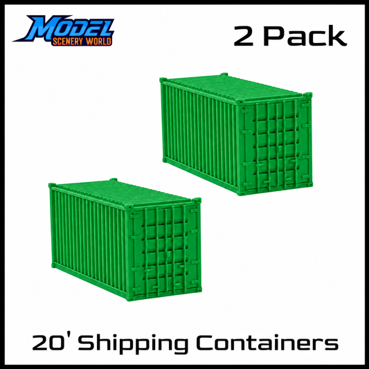 N Scale 1:160 20' Shipping Containers Green 2pk