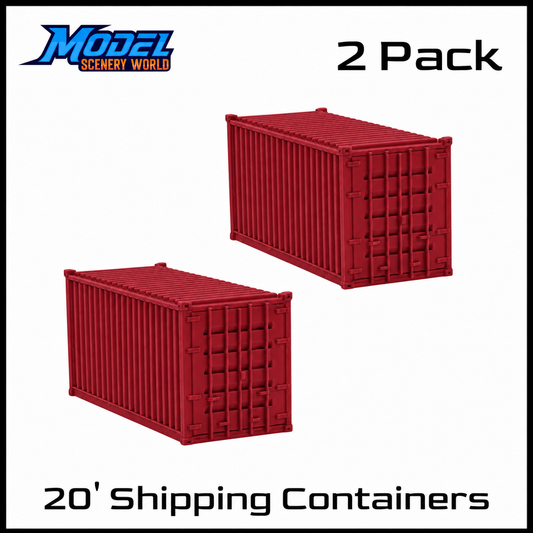 HO Scale 1:87 20' Shipping Containers Red 2pk