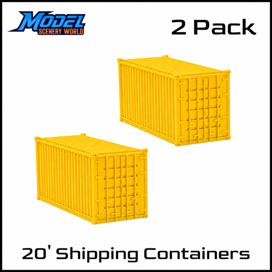 HO Scale 1:87 20' Shipping Containers Yellow 2pk