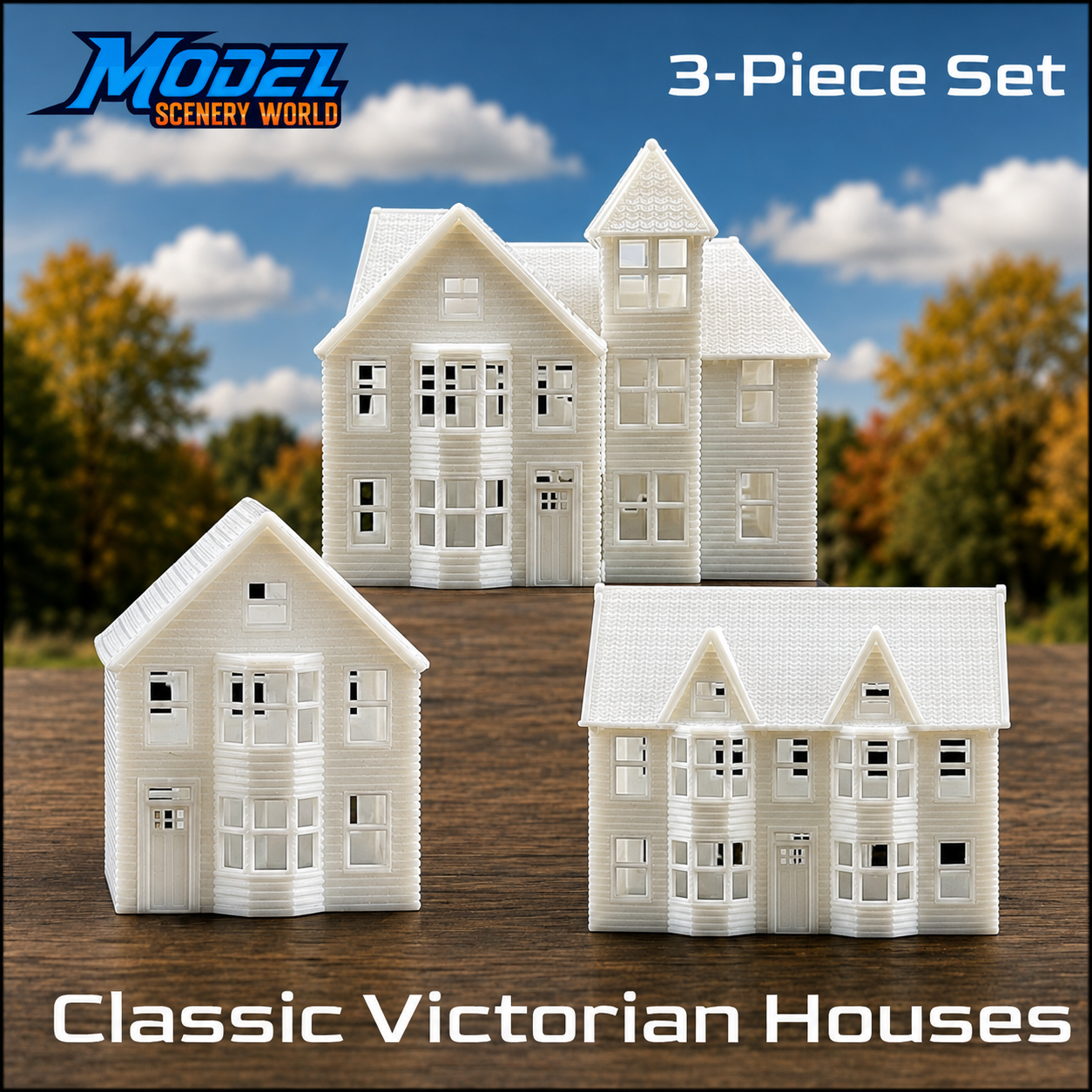 N Scale 1:160 Classic Victorian Resin Houses 3pc Set