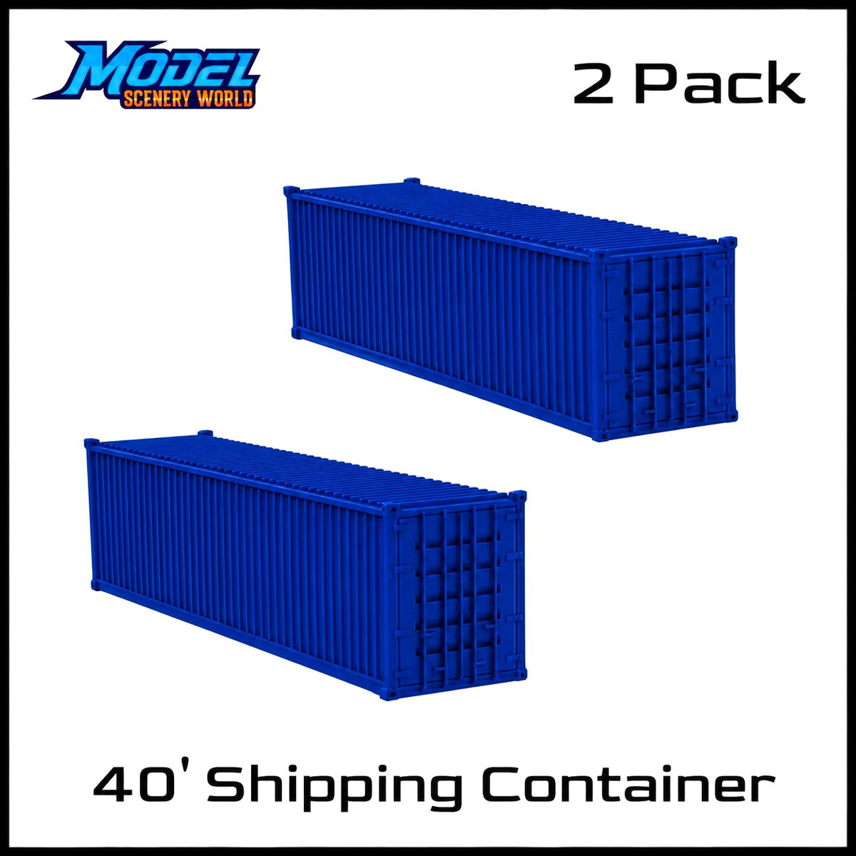 HO Scale 1:87 40' Shipping Containers Blue 2pk
