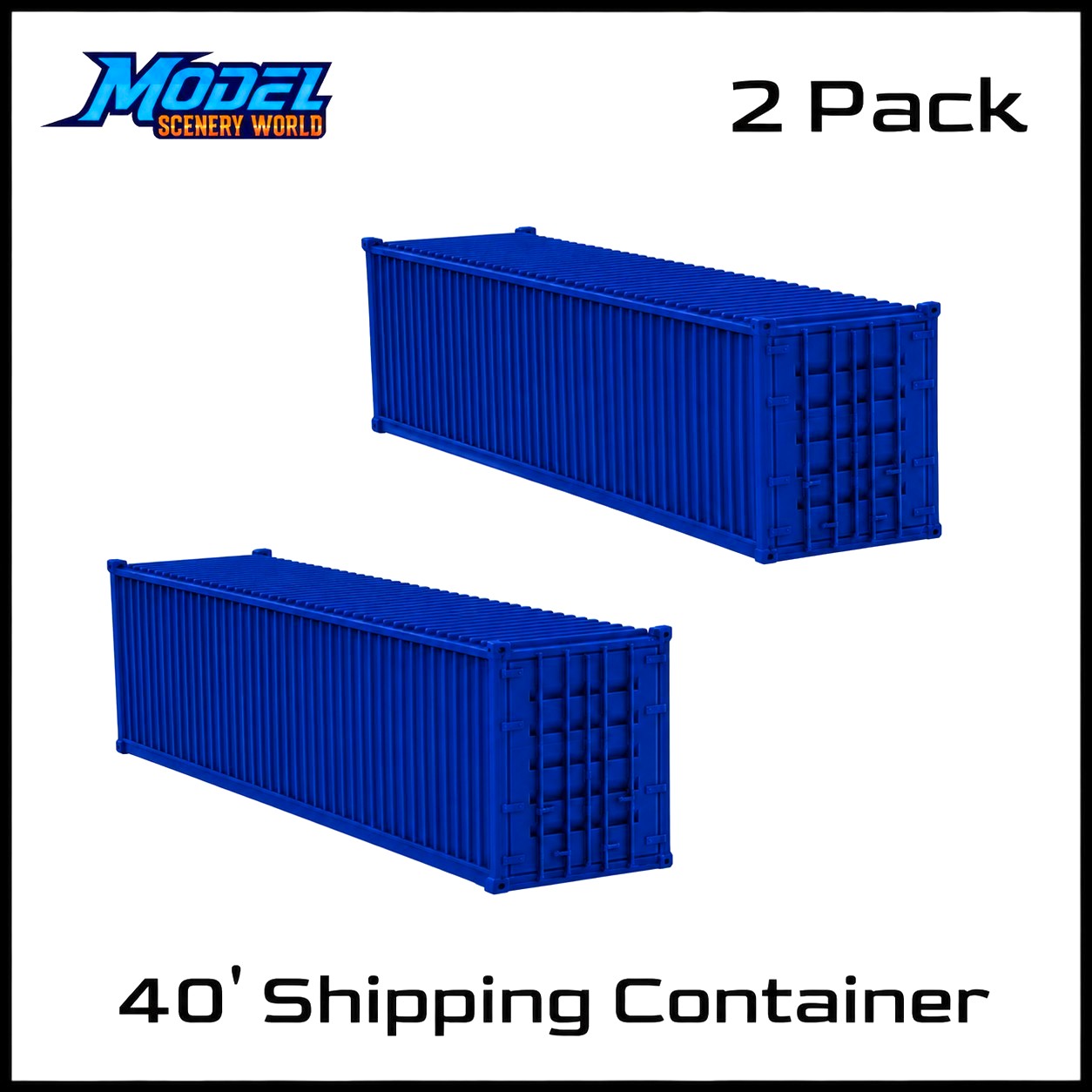 N Scale 1:160 40' Shipping Containers Blue 2pk