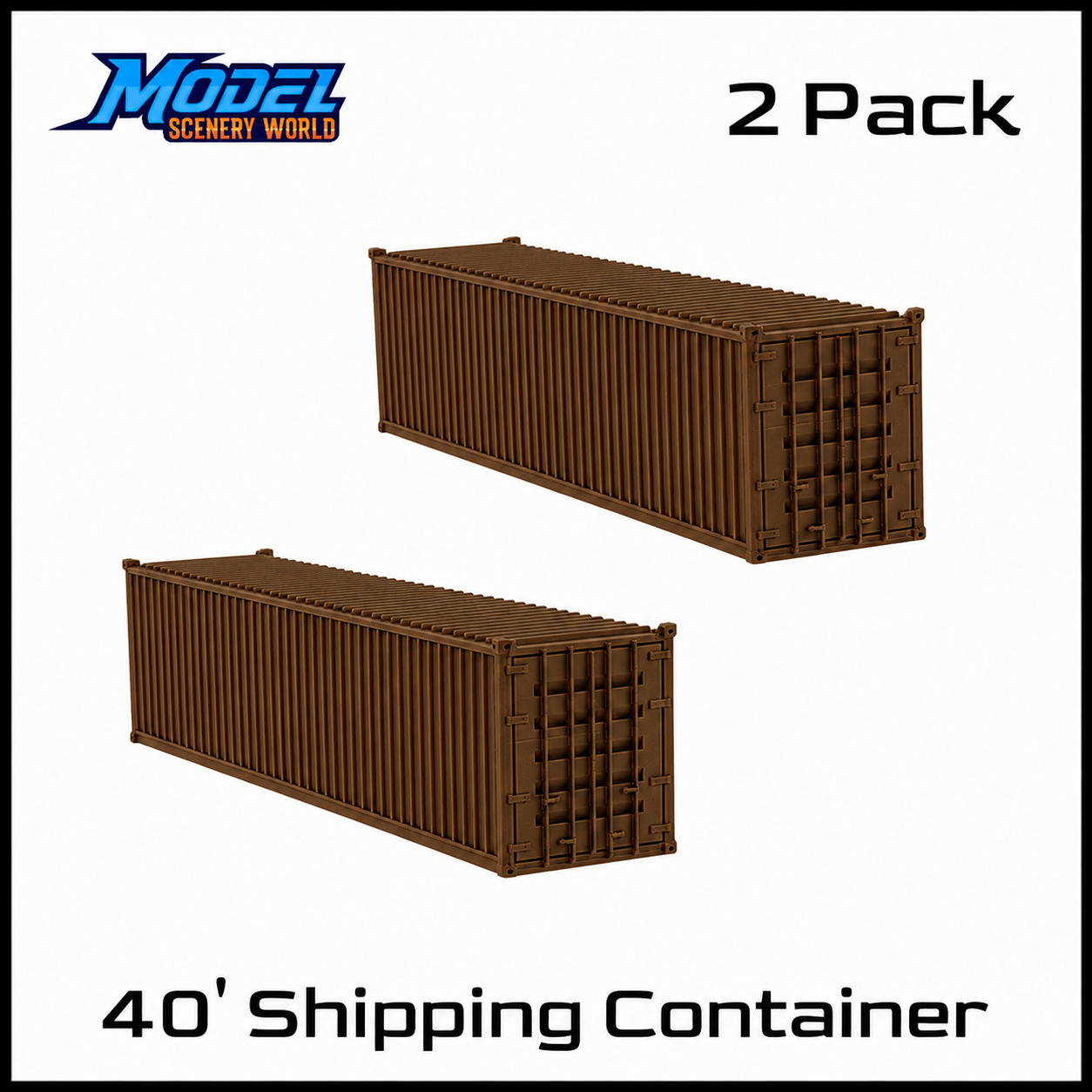 HO Scale 1:87 40' Shipping Containers Brown 2pk