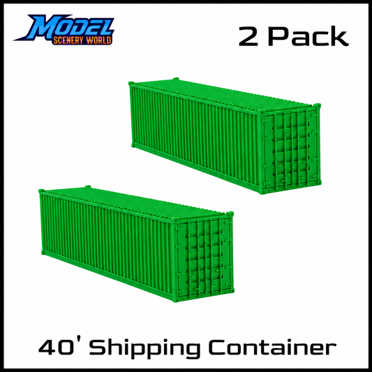 N Scale 1:160 40' Shipping Containers Green 2pk
