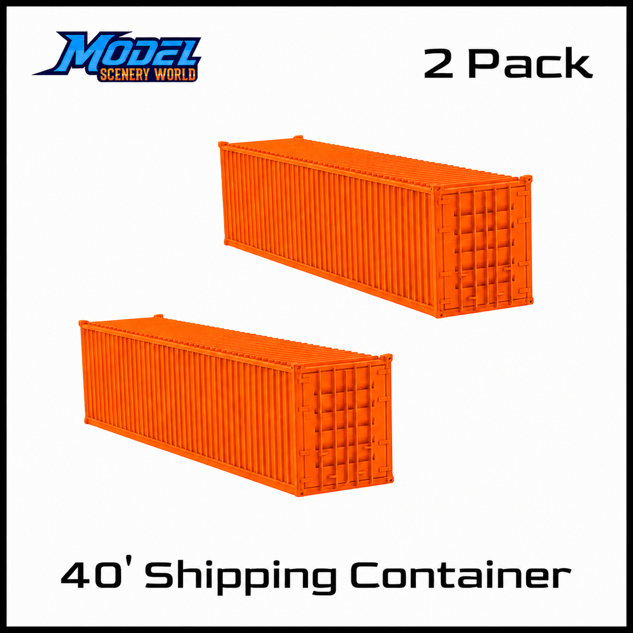 HO Scale 1:87 40' Shipping Containers Orange 2pk