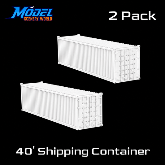 HO Scale 1:87 40' Shipping Containers White 2pk