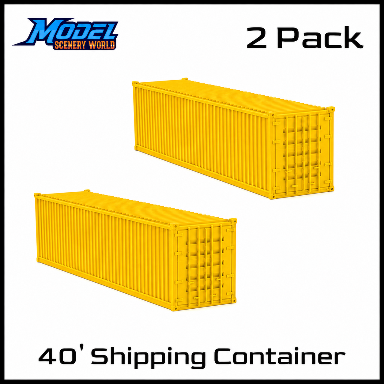 N Scale 1:160 40' Shipping Containers Yellow 2pk