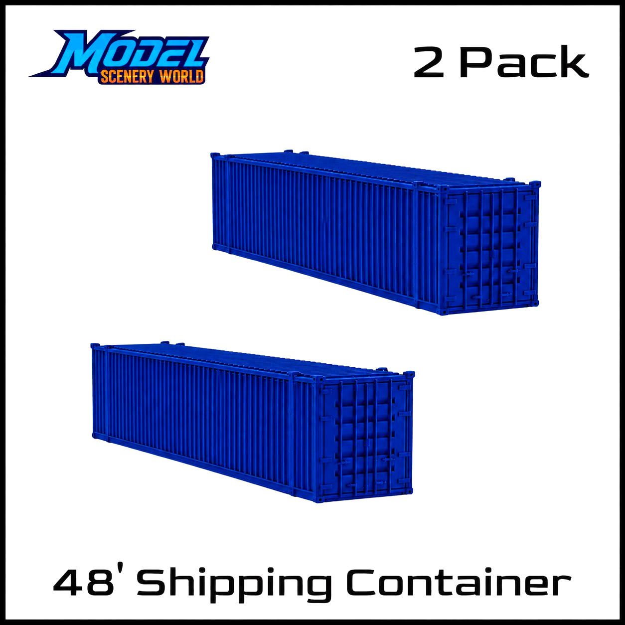 N Scale 1:160 48' Shipping Containers Blue 2pk