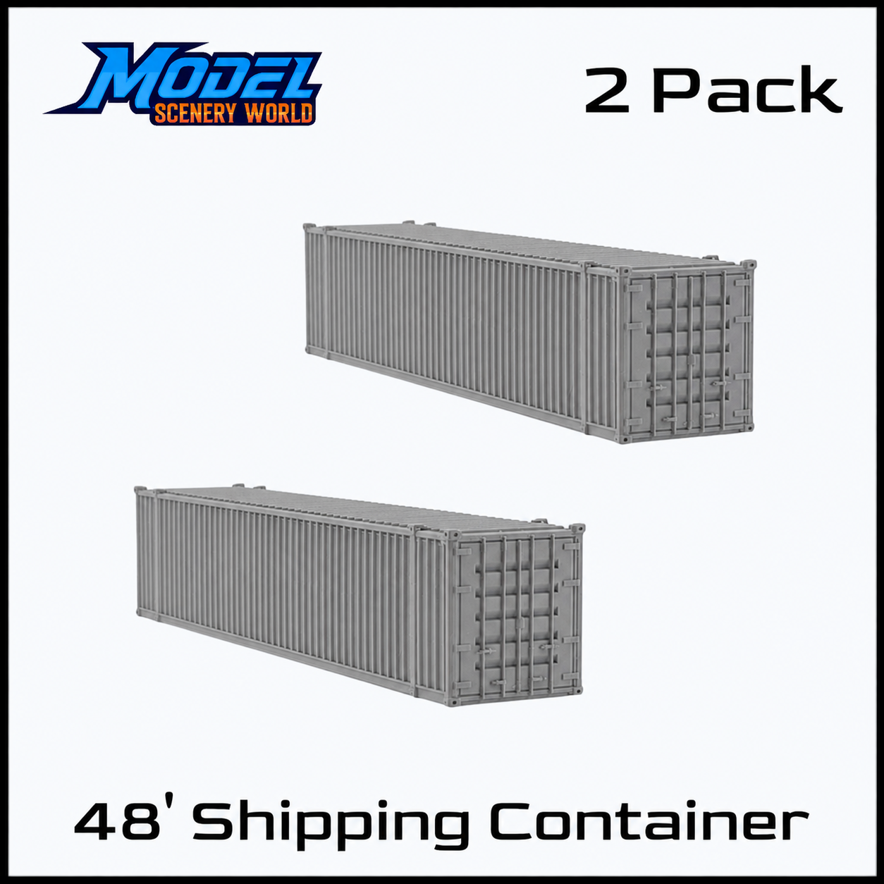 N Scale 1:160 48' Shipping Containers Gray 2pk