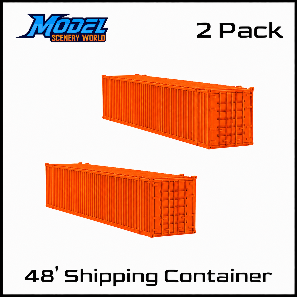 N Scale 1:160 48' Shipping Containers Orange 2pk