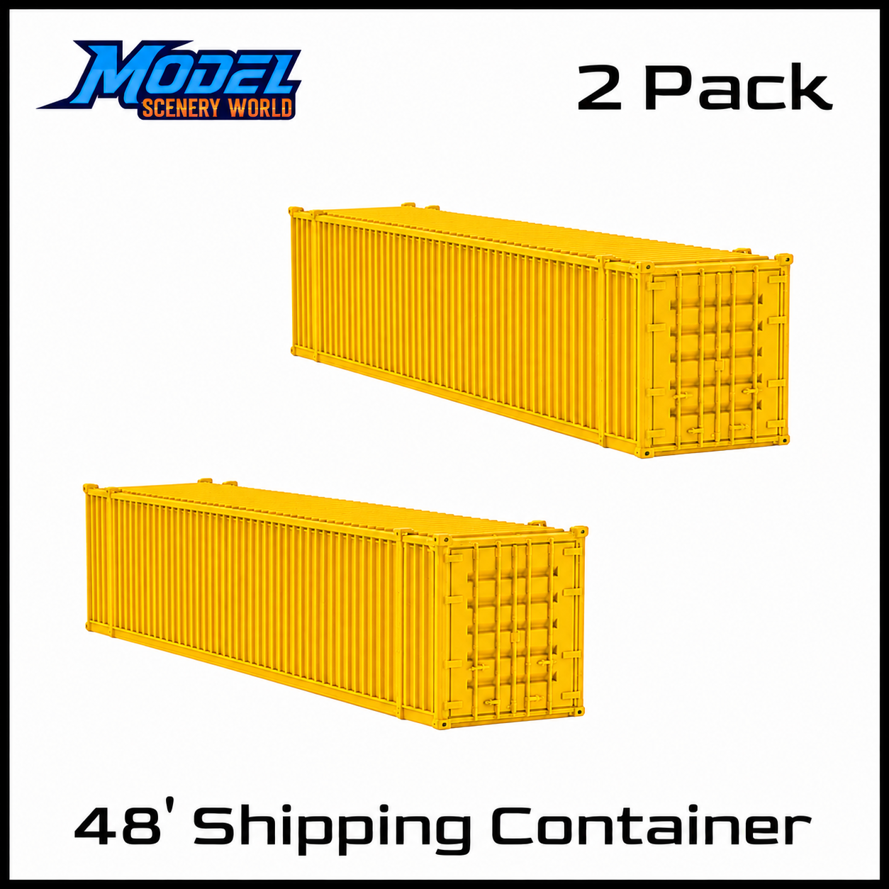 HO Scale 1:87 48' Shipping Containers Yellow 2pk