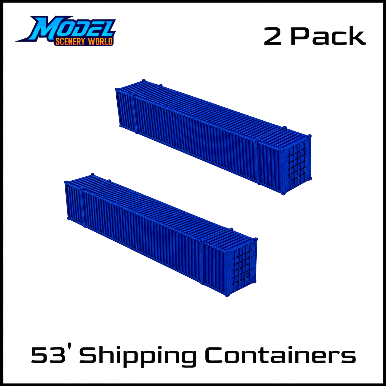HO Scale 1:87 53' Shipping Containers Blue 2pk