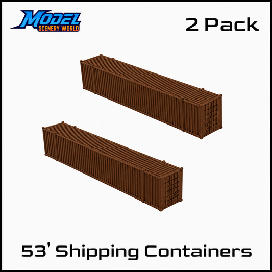 HO Scale 1:87 53' Shipping Containers Brown 2pk
