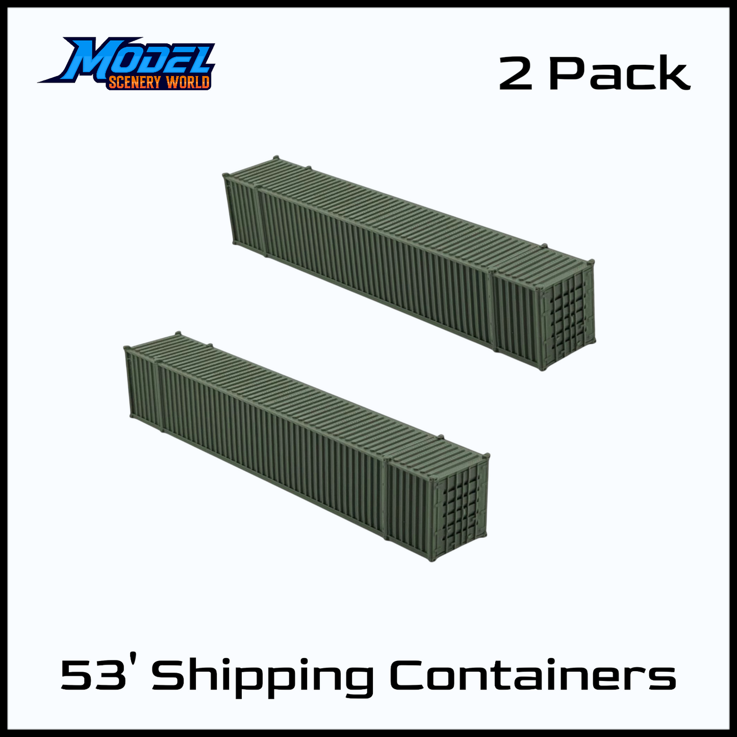 N Scale 1:160 - 53' Shipping Containers (2pk) - Green