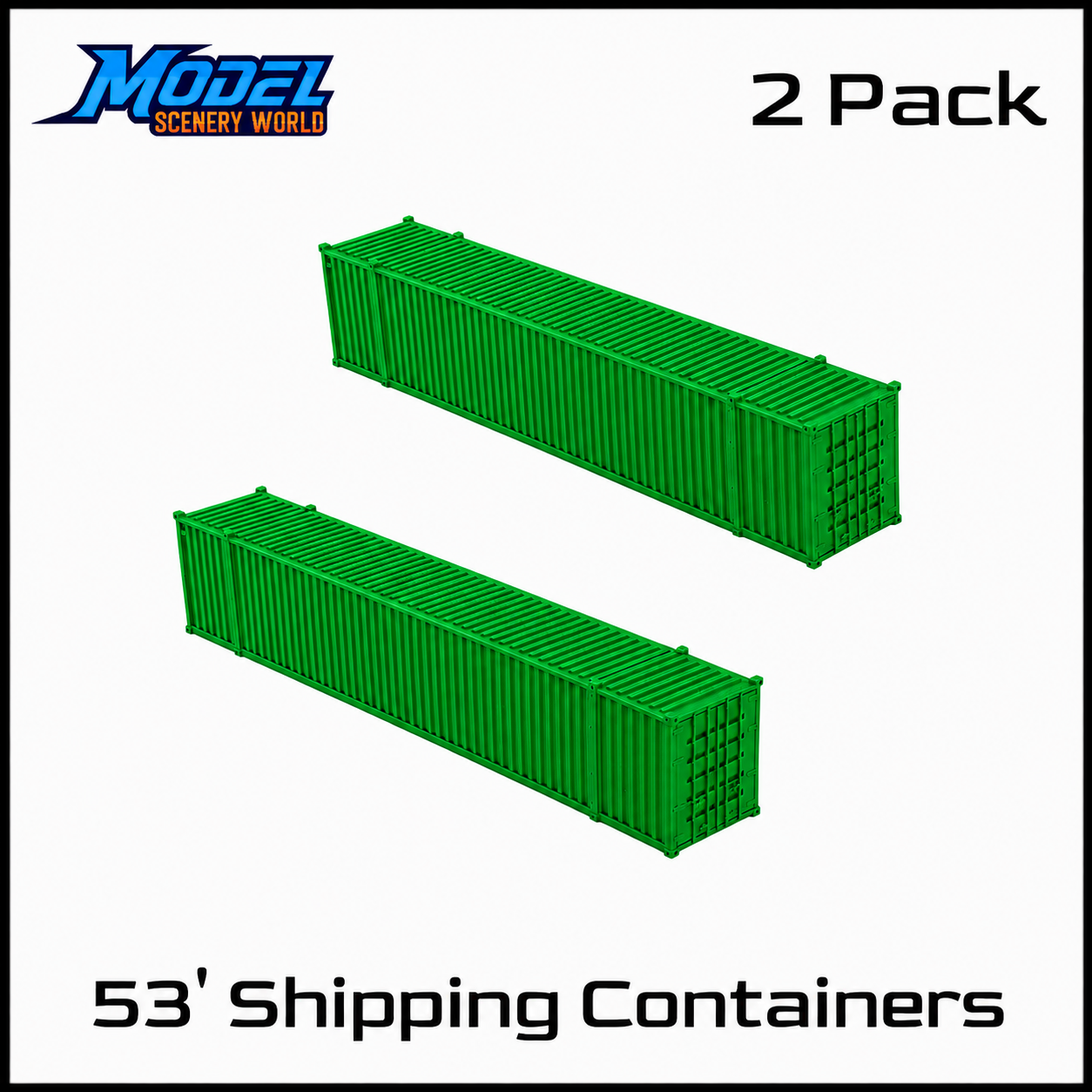 HO Scale 1:87 53' Shipping Containers Green 2pk