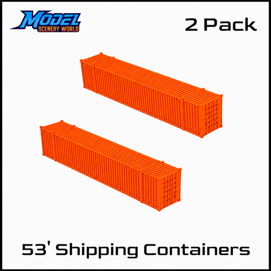 N Scale 1:160 53' Shipping Containers Orange 2pk