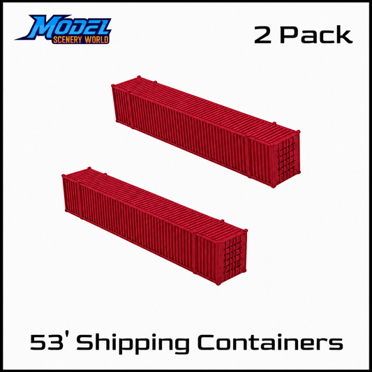 N Scale 1:160 53' Shipping Containers Red 2pk