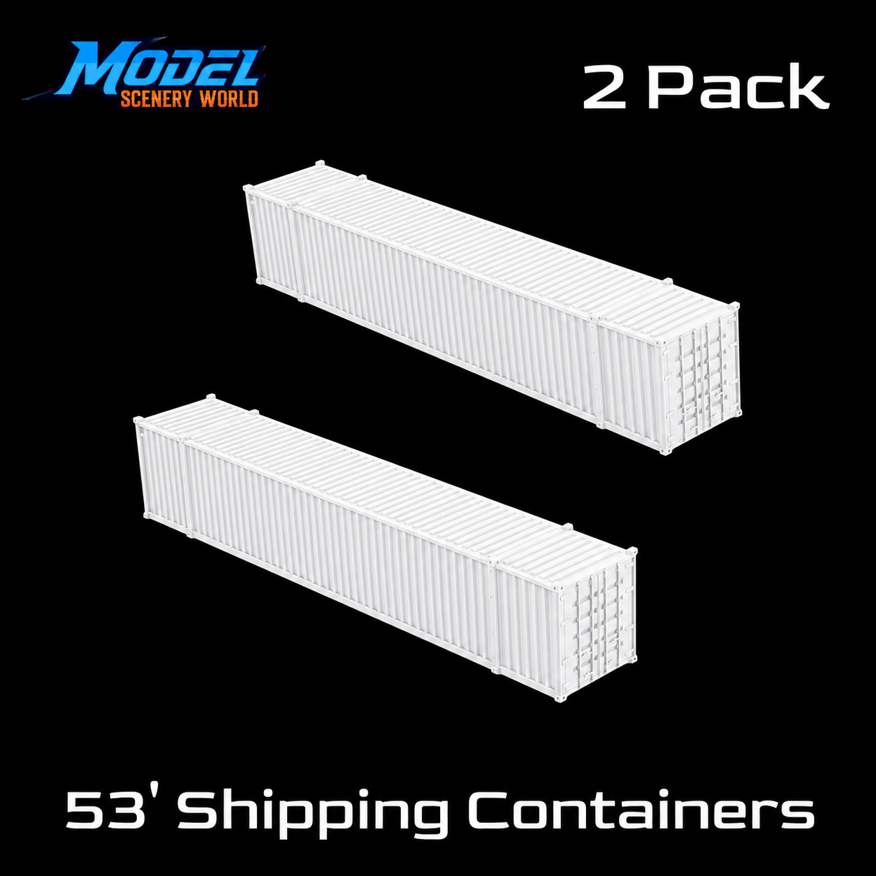 N Scale 1:160 53' Shipping Containers White 2pk