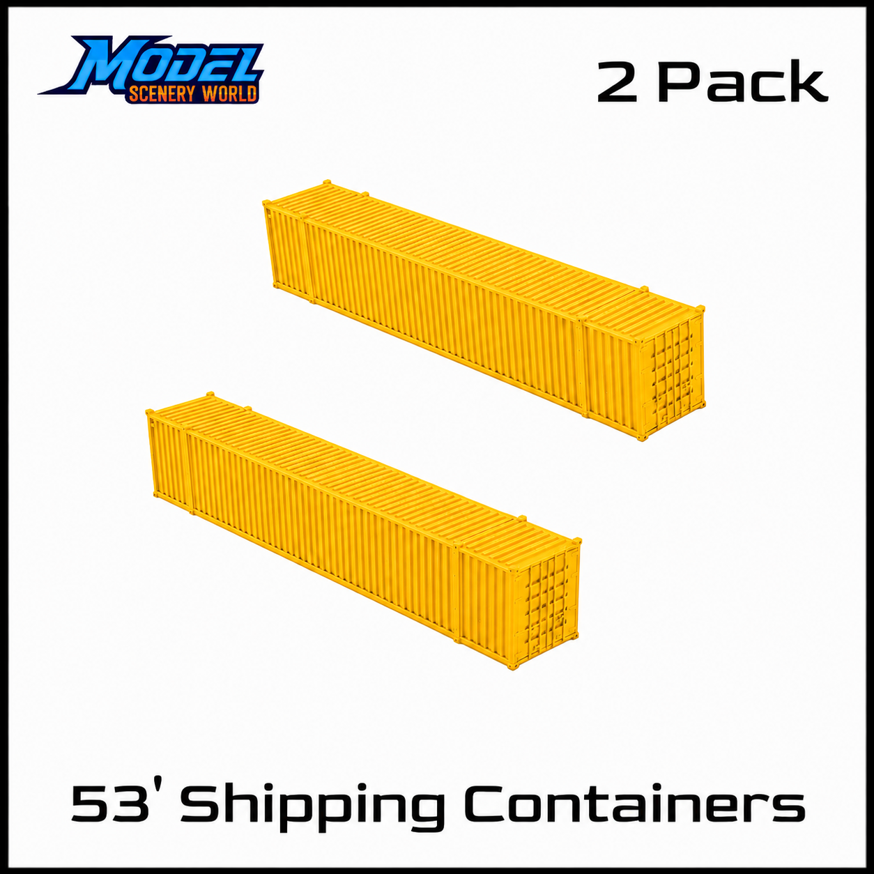 HO Scale 1:87 53' Shipping Containers Yellow 2pk