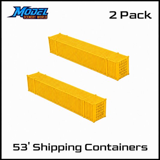 N Scale 1:160 53' Shipping Containers Yellow 2pk