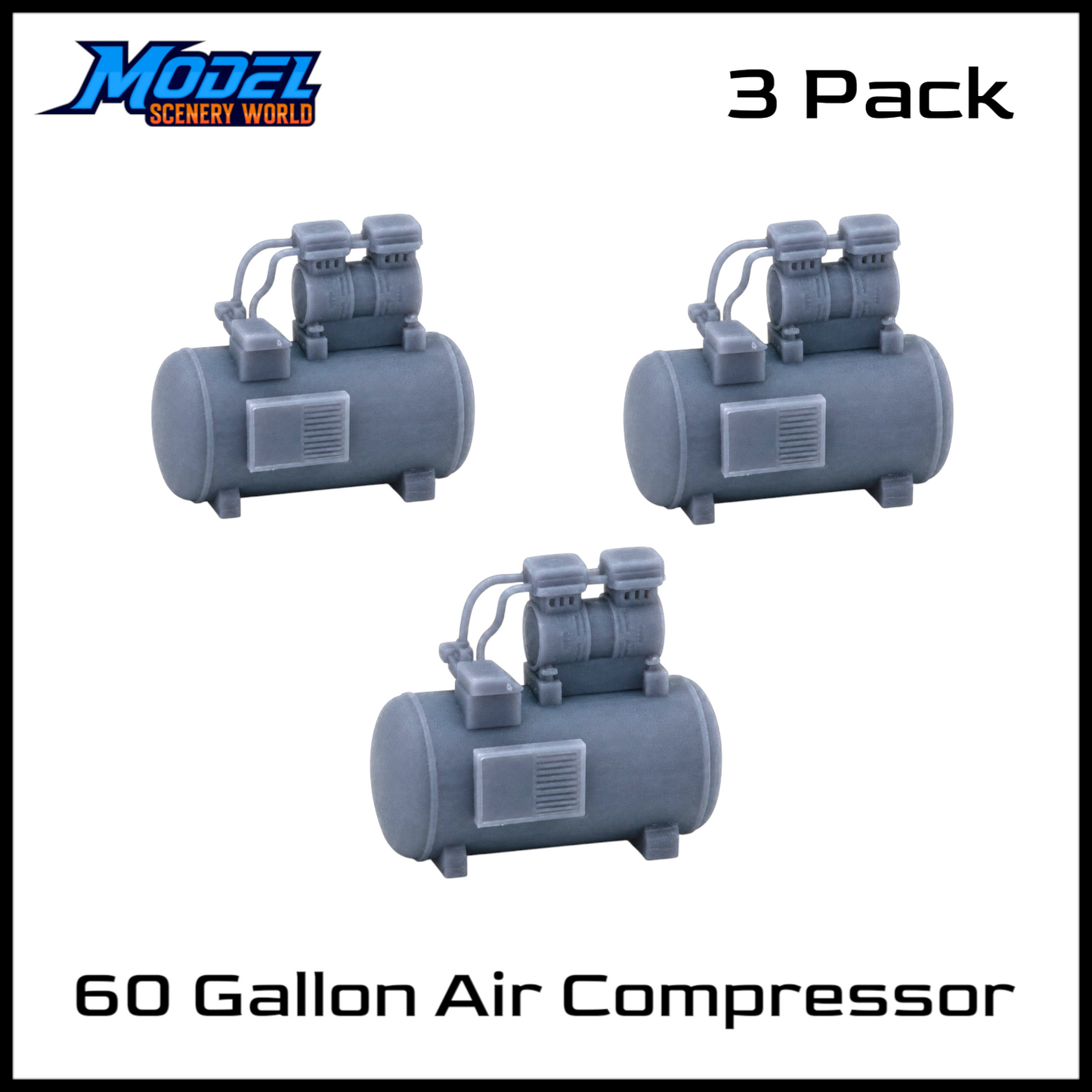 N Scale 1:160 Air Compressor 60 Gallon Resin Model - 3pk
