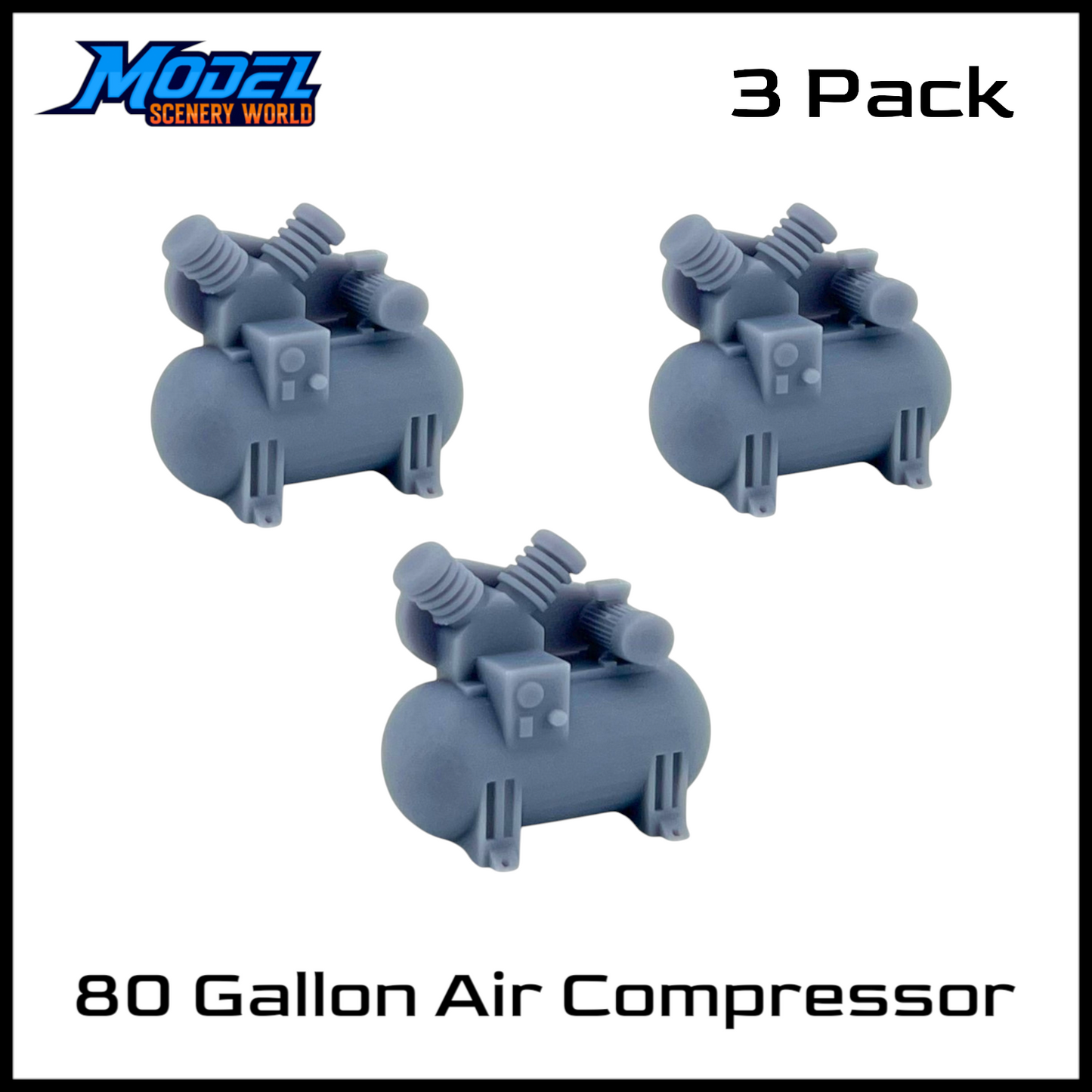 N Scale 1:160 Air Compressor 80 Gallon Resin Model - 3pk