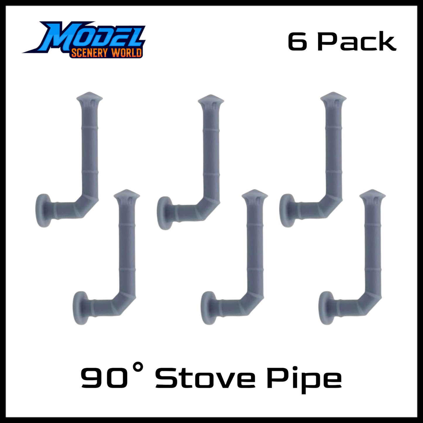 Z Scale 1:220 90° Stove Pipe Resin Model - 6pk