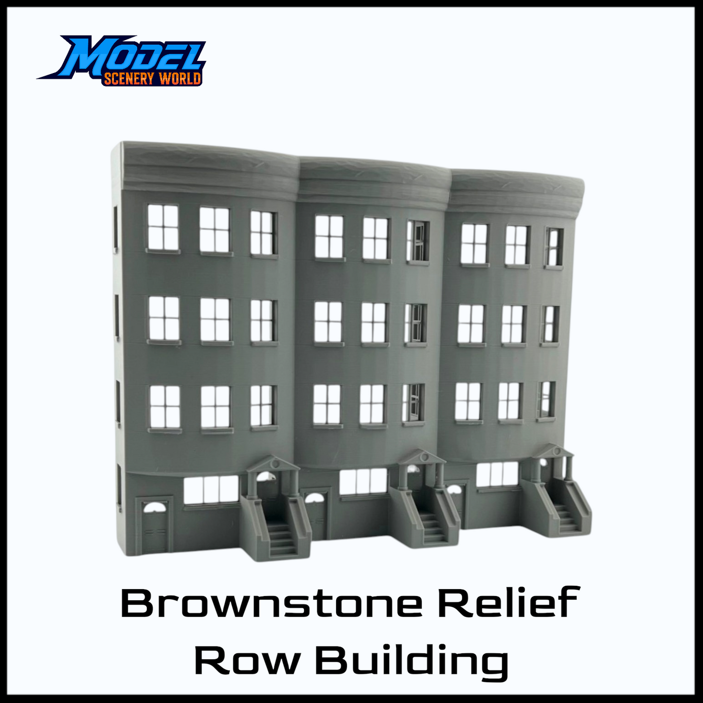 HO Scale 1:87 Brownstone Relief 4-Story Row Building