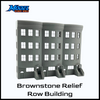 HO Scale 1:87 Brownstone Relief 4-Story Row Building