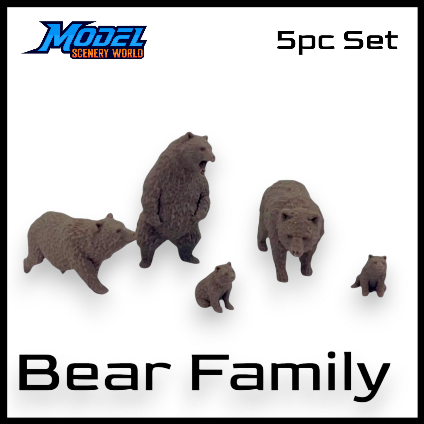 Bears with Cubs (5pk) - Z Scale 1:220 - Brown