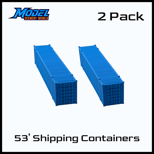 HO Scale 1:87 - 53' Shipping Containers (2pk) - Cyan Blue