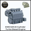 HO Scale 1:87 EMD 645 8-Cylinder Turbo Diesel Engine-Resin