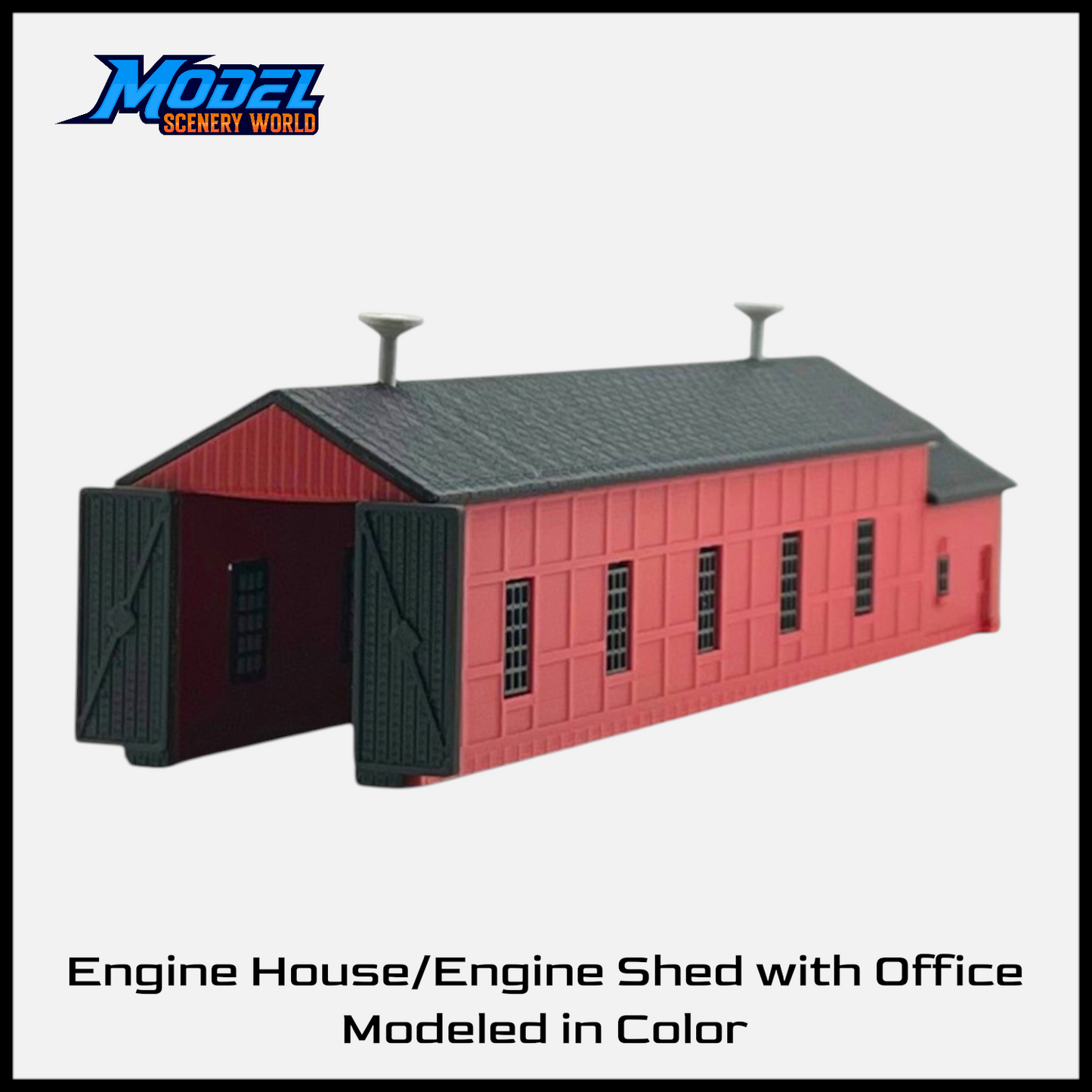 N Scale 1:160 Single Engine Shed with Office Kit Red/Black