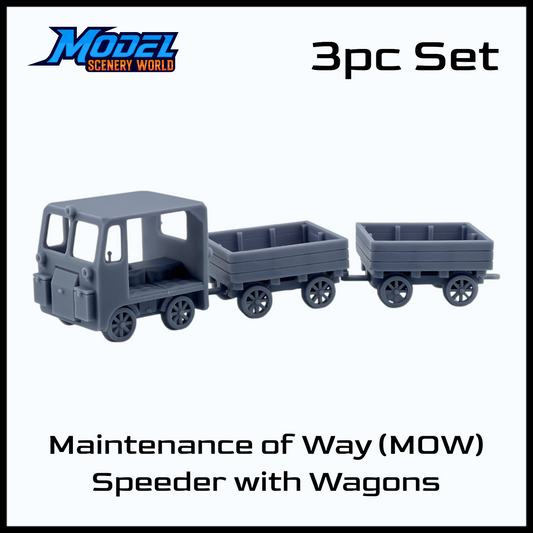HO Scale 1:87 Maintenance of Way Speeder with Wagons