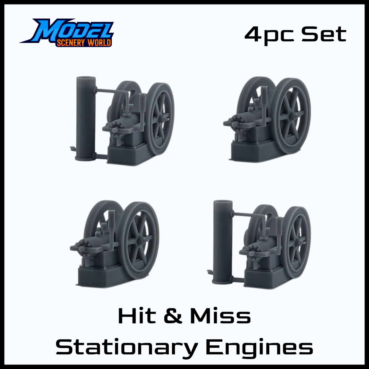 N Scale 1:160 Hit & Miss Stationary Engine Resin 4pc Set