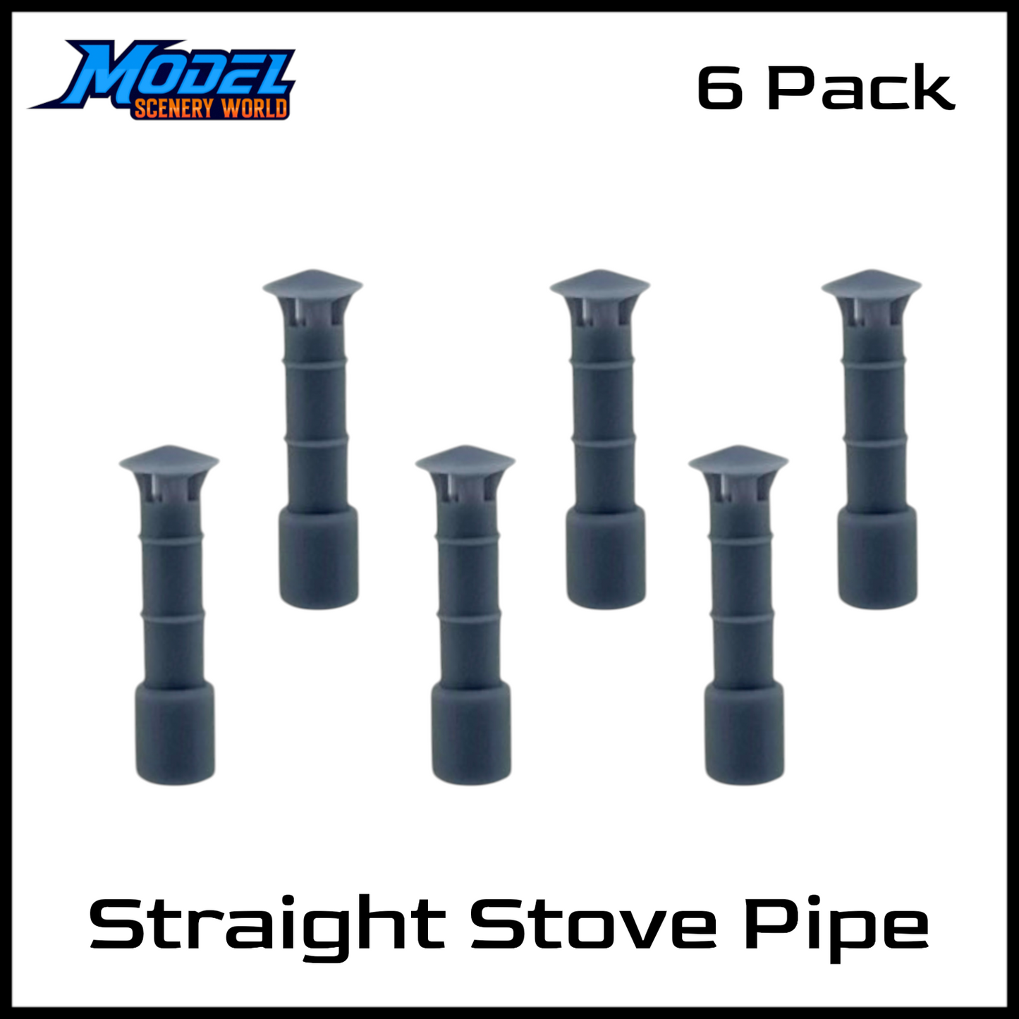N Scale 1:160 Straight Stove Pipe Resin Model 6pk